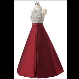 Burgundy Satin Prom Dress
